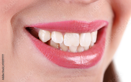 Woman smiling, close up