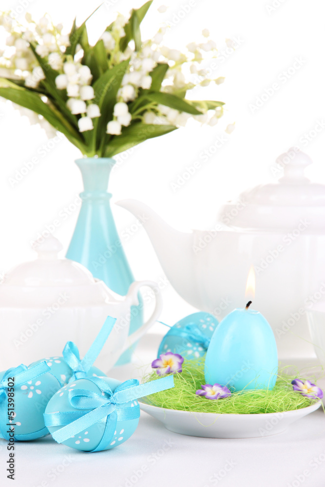 Place setting for Easter close up Place setting for Easter close up