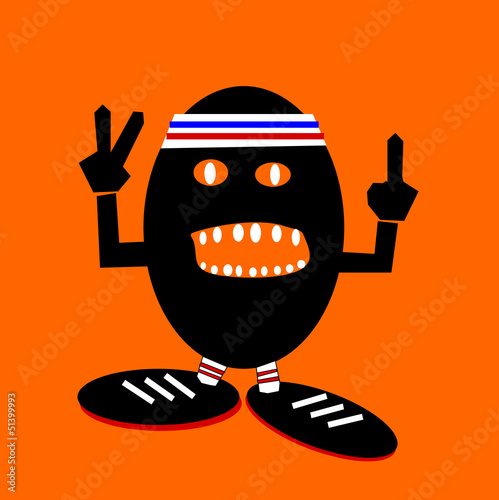 funny egg man with peaces sign and obscene gesture