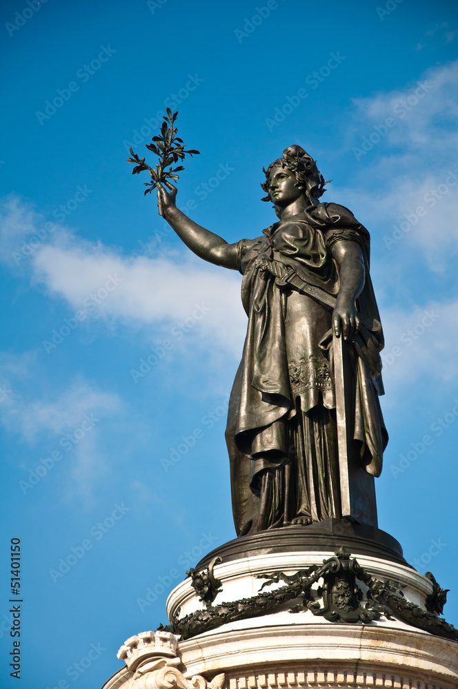 The statue of Republic in Paris, France