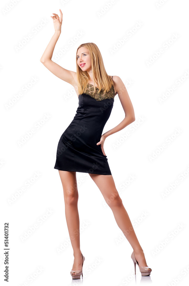 Tall model isolated on the white background