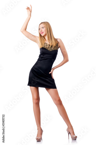 Tall model isolated on the white background