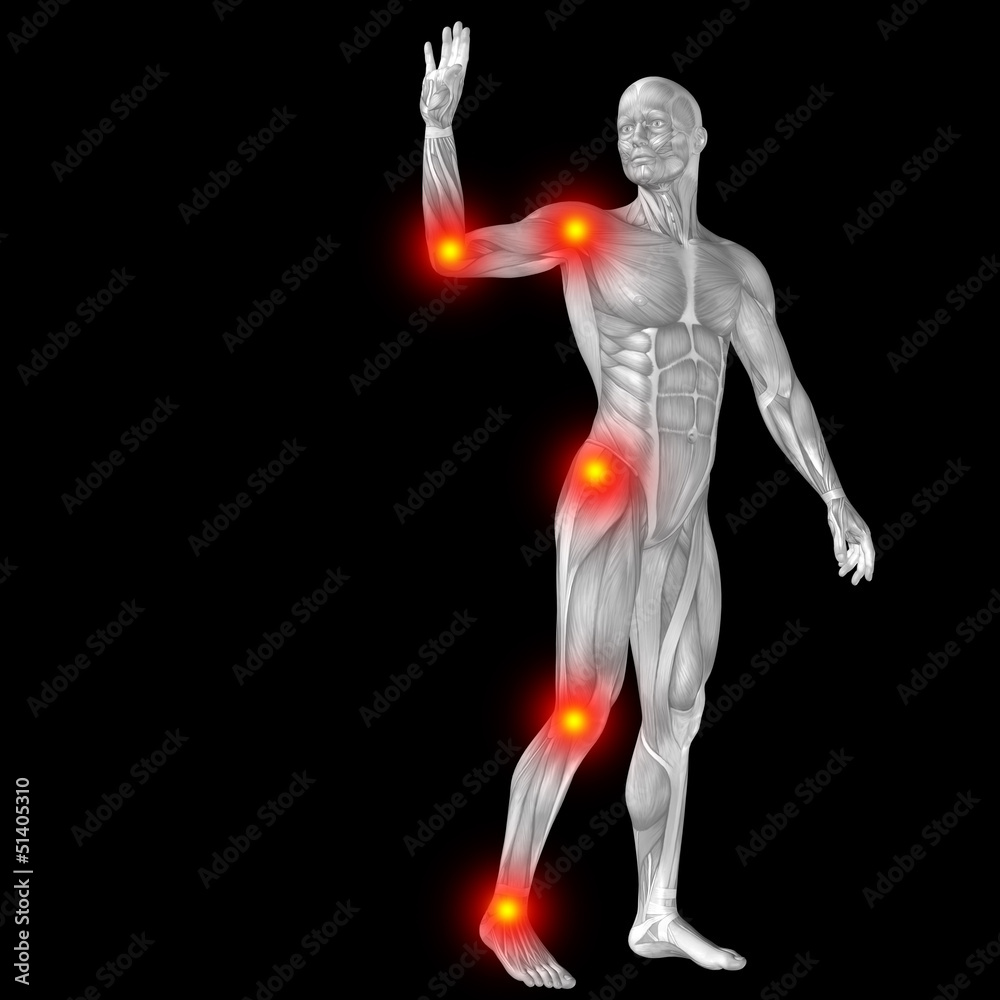 High resolution conceptual 3D human anatomy body with pain High resolution conceptual 3D human anatomy body with pain