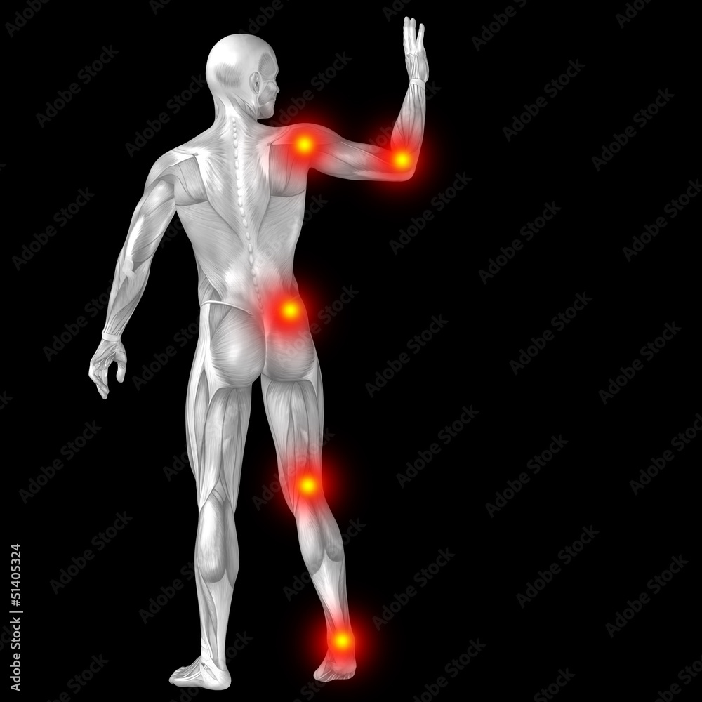 High resolution conceptual 3D human anatomy body with pain