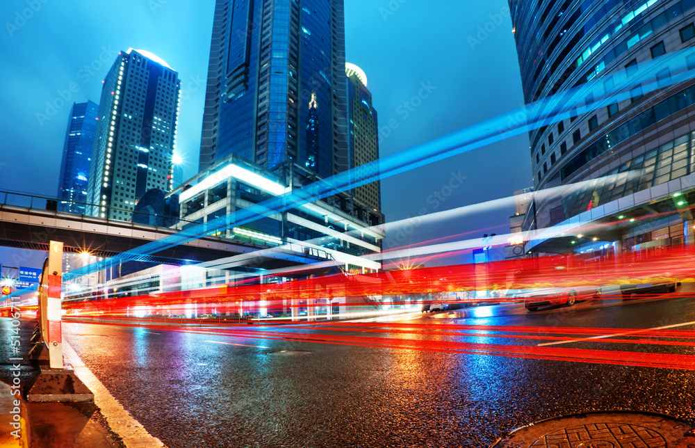 Fototapeta premium the light trails in shanghai china