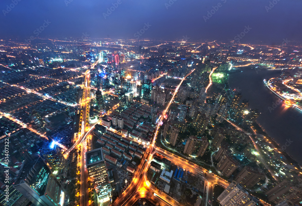 Fototapeta premium Bird view at Shanghai China.