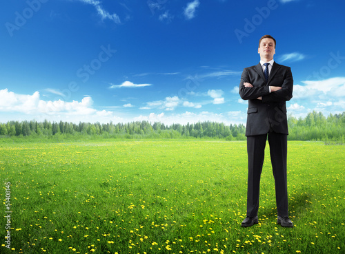 businessman on spring field