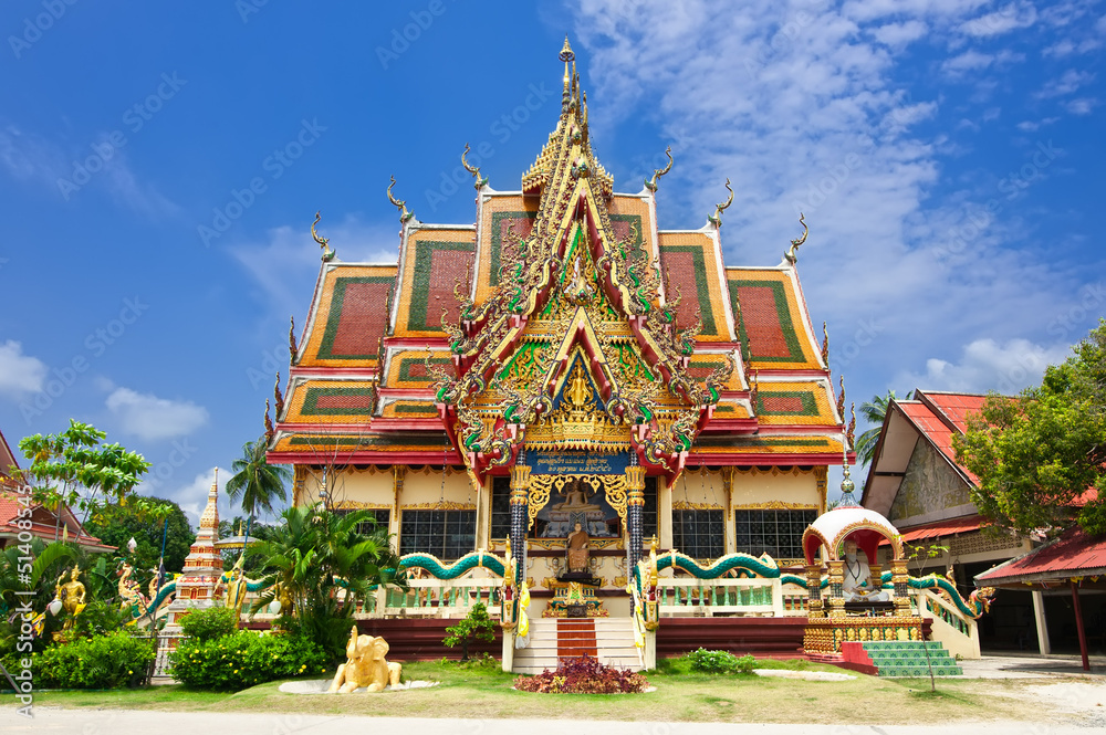 Buddhist pagoda, part of temple complex Wat Plai Laem. Thailand