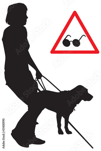 silhouette of a blind woman with