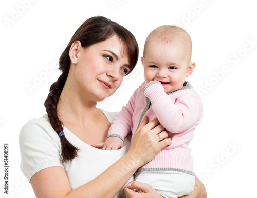 happy mother and baby girl