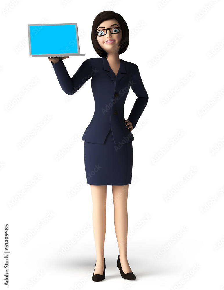 3d rendered toon character - business woman 3d rendered toon character - business woman