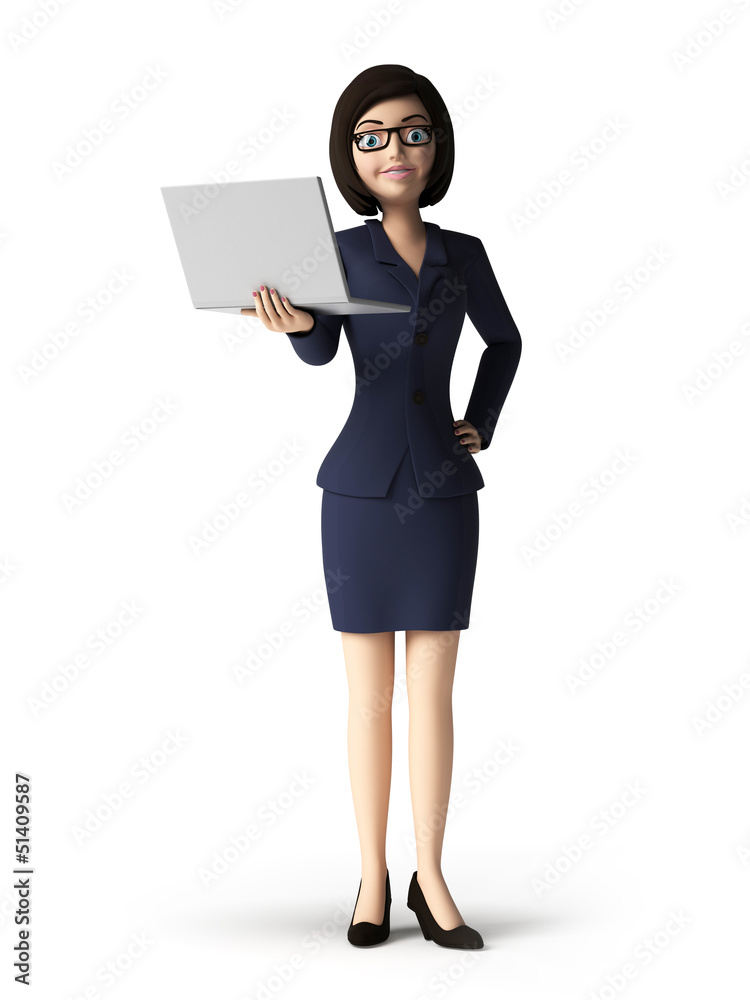 3d rendered toon character - business woman 3d rendered toon character - business woman