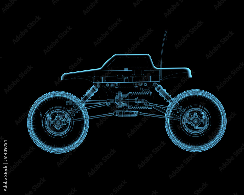 RC toy car (3D xray blue transparent) Stock Illustration Adobe Stock