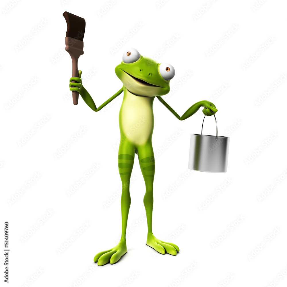 Naklejka premium 3d rendered toon character - green frog