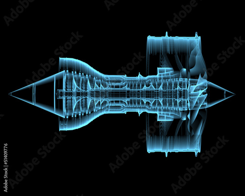 Turbo jet engine (3D xray blue transparent)