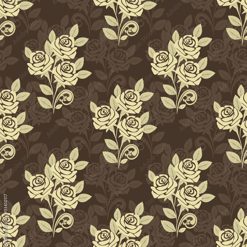 Seamless pattern with roses - beige and brown design Seamless pattern with roses - beige and brown design