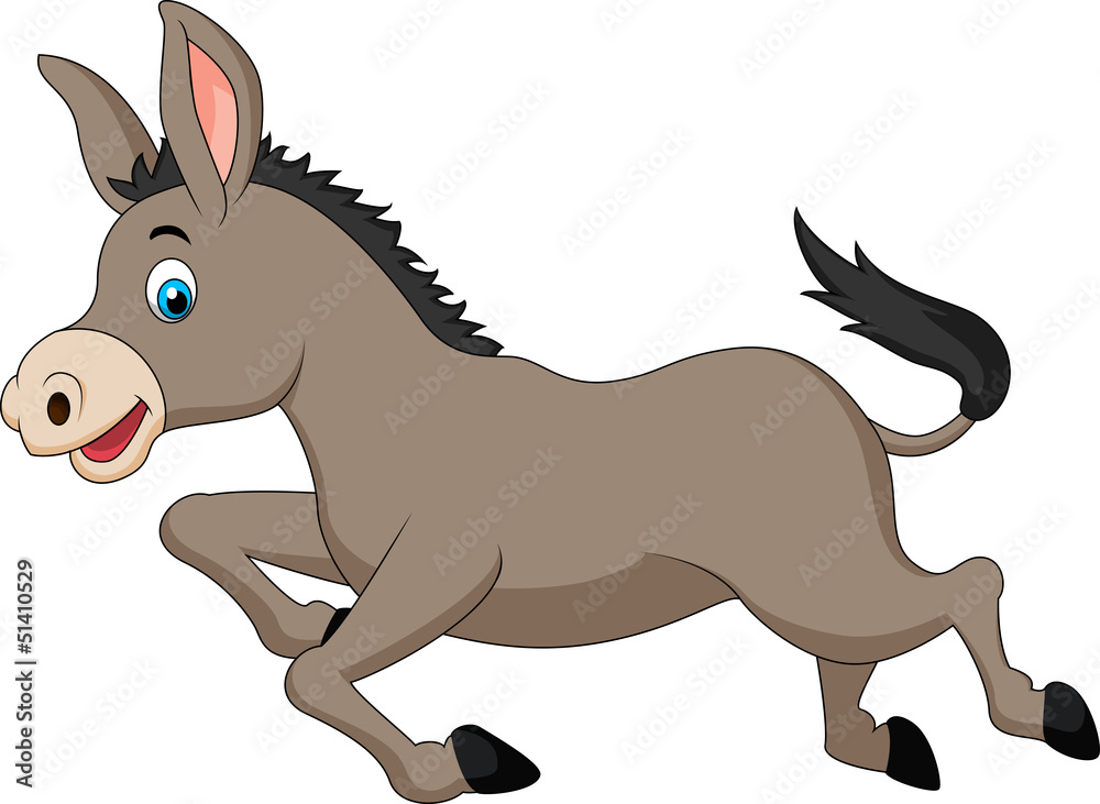 Cute donkey cartoon running