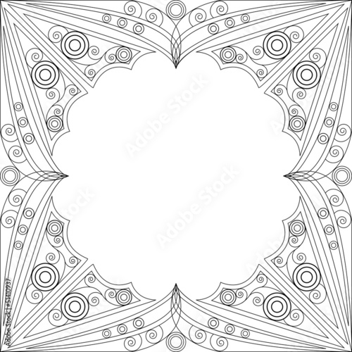 Black and white patterned frame. Arabesque ornament