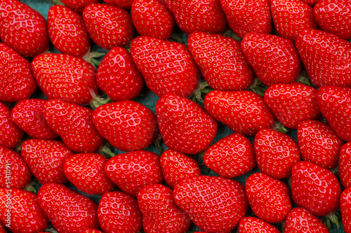 close up of strawberry on market