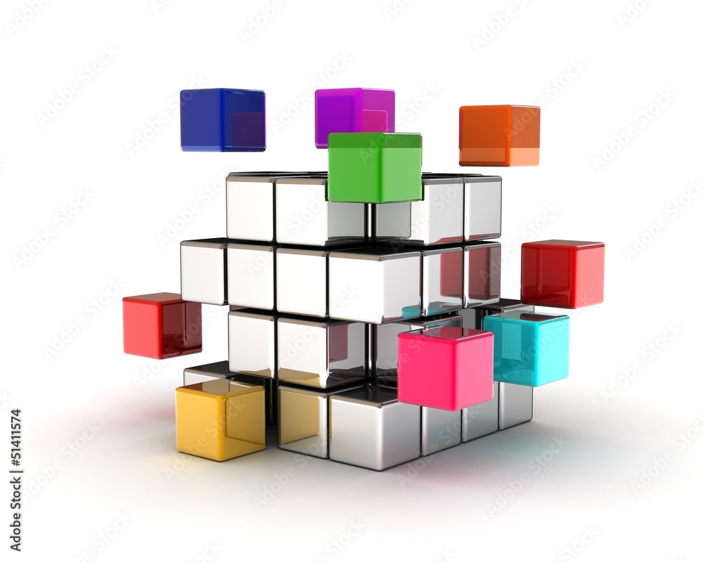 The construction of the cube of the blocks The construction of the cube of the blocks