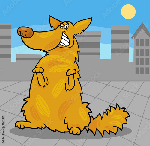 happy yellow shaggy standing dog