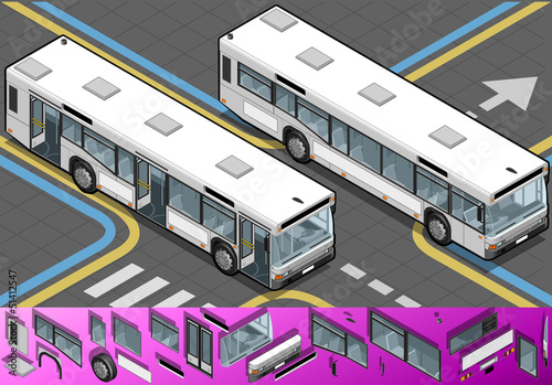 Isometric Bus with Opened Doors