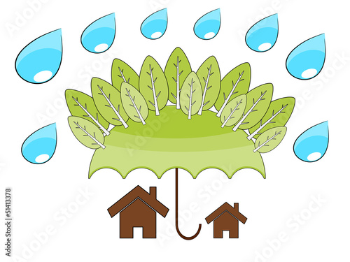 Tree protect home illustrattion
