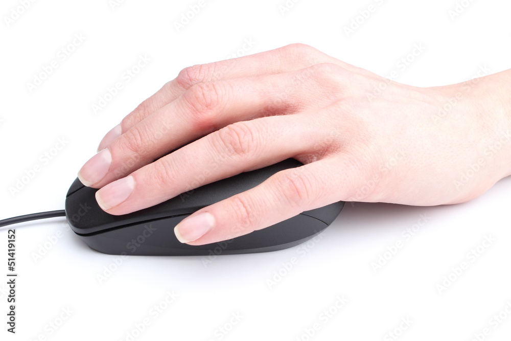 Computer mouse in hand on white background Computer mouse in hand on white background