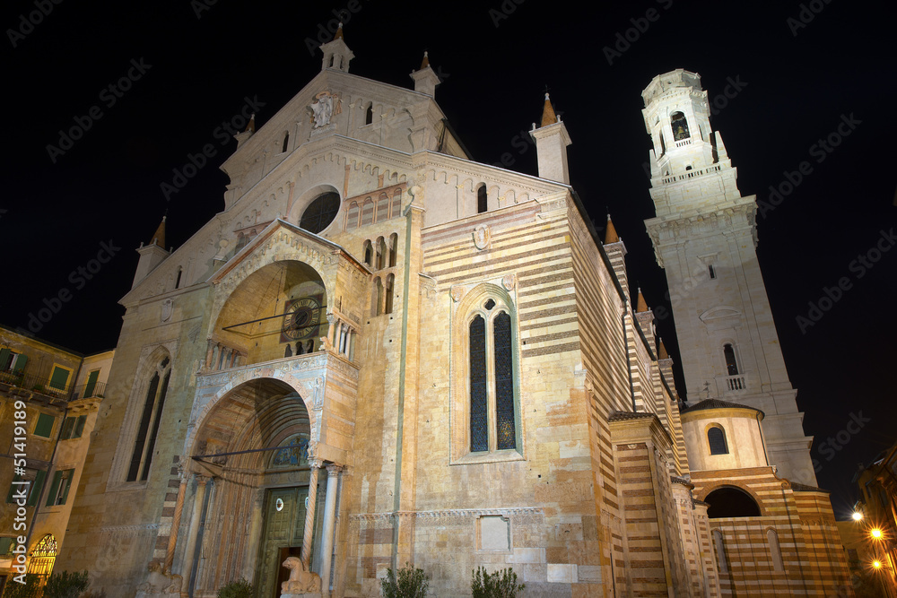 Verona Cathedral at Night- Veneto Italy