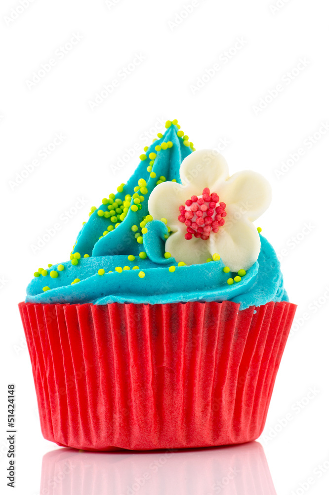 Birthday cupcake with flower