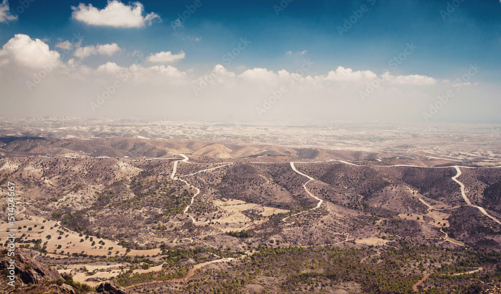 Panoramic view from Troodos mountains. Cyprus
