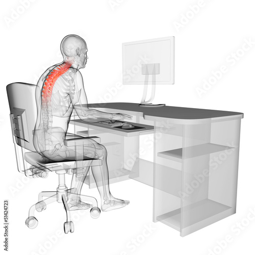 3d rendered medical illustration - wrong sitting posture photo