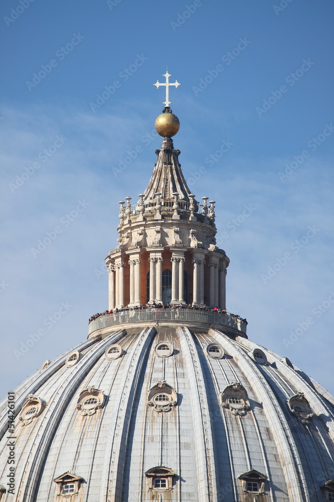 Saint Peter cathedral dome in Rome, Italy