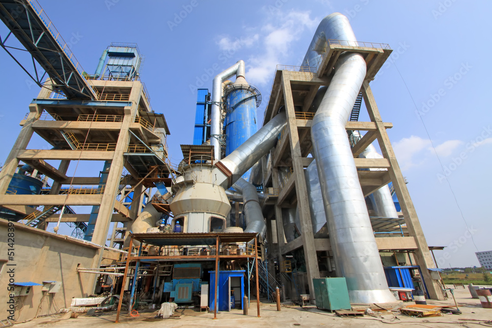 giant mechanical facilities in a cement factory