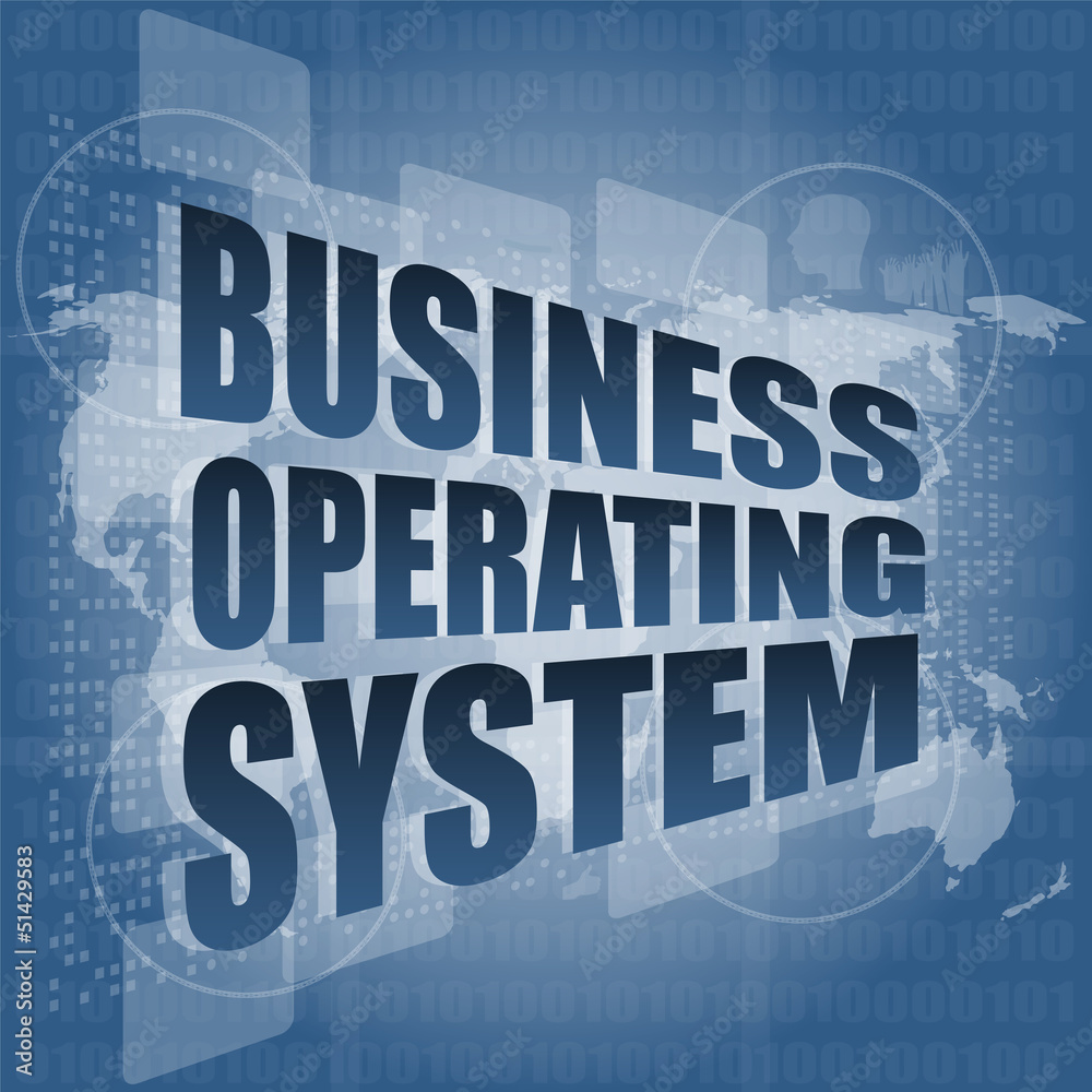 business operating system word on digital touch screen