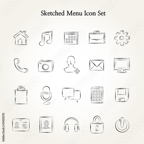Sketched menu icon set