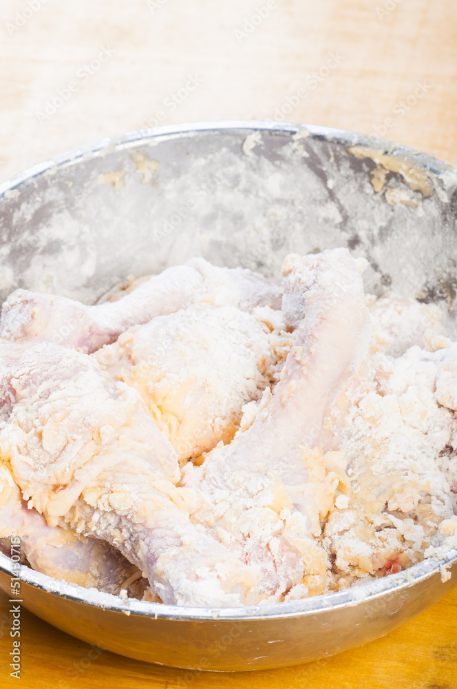 Fototapeta premium uncooked breaded chicken