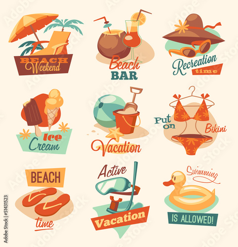 Retro beach emblems