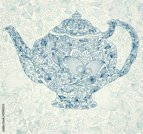 Vector beautiful lacy teapot