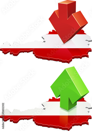 Österreich zum aufwärts und abwärts