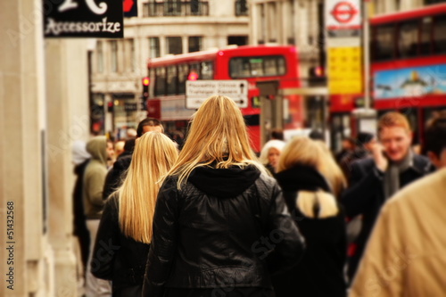 Crowded street in the downtown of London