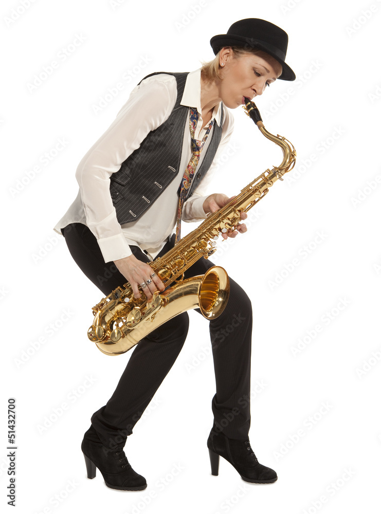 Naklejka premium Woman Saxophonist