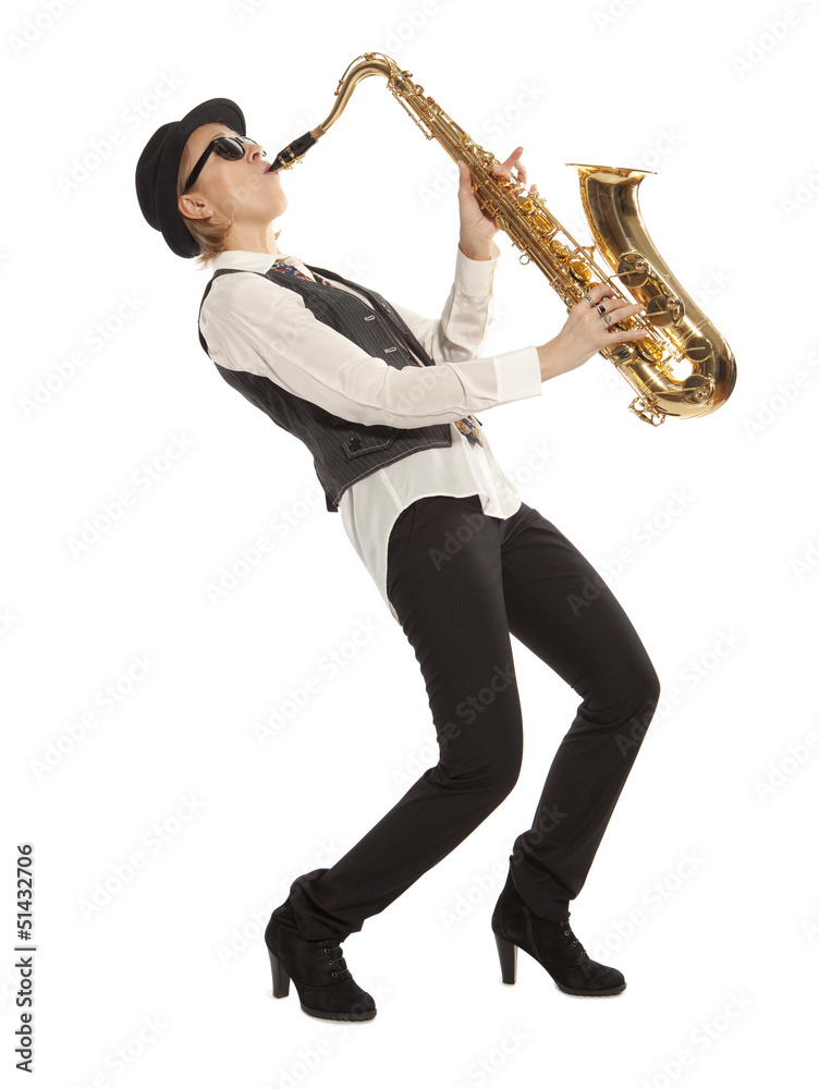 Naklejka premium Woman Saxophonist