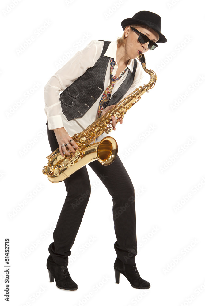 Naklejka premium Woman Saxophonist