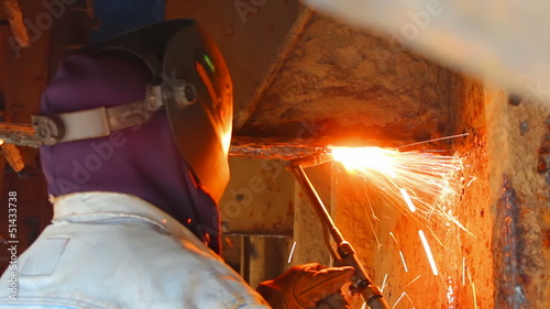 Welder in shipbuilding