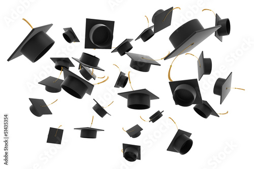 Graduation hat on white background