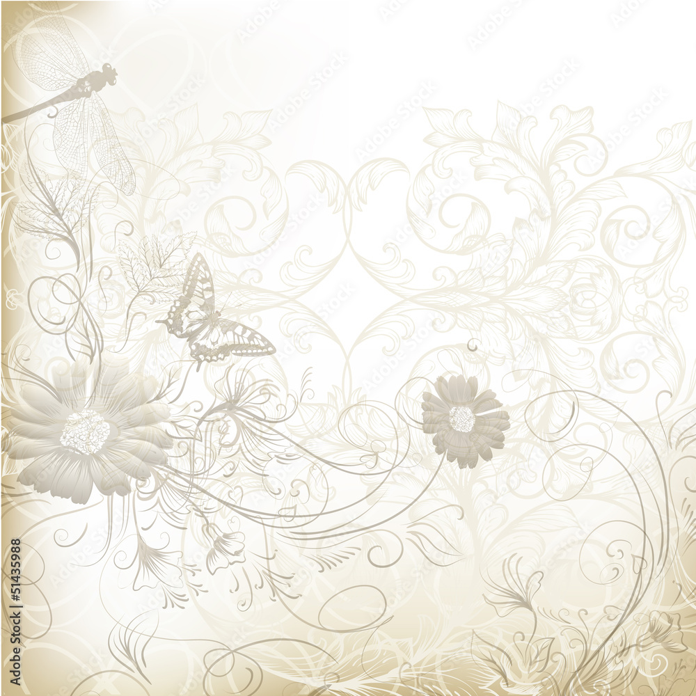 Elegant clear wedding background with floral ornament Elegant clear wedding background with floral ornament