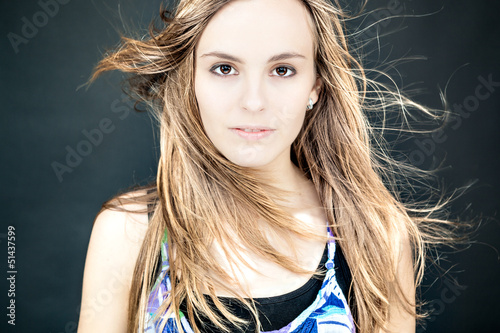 handsome woman looking at camera