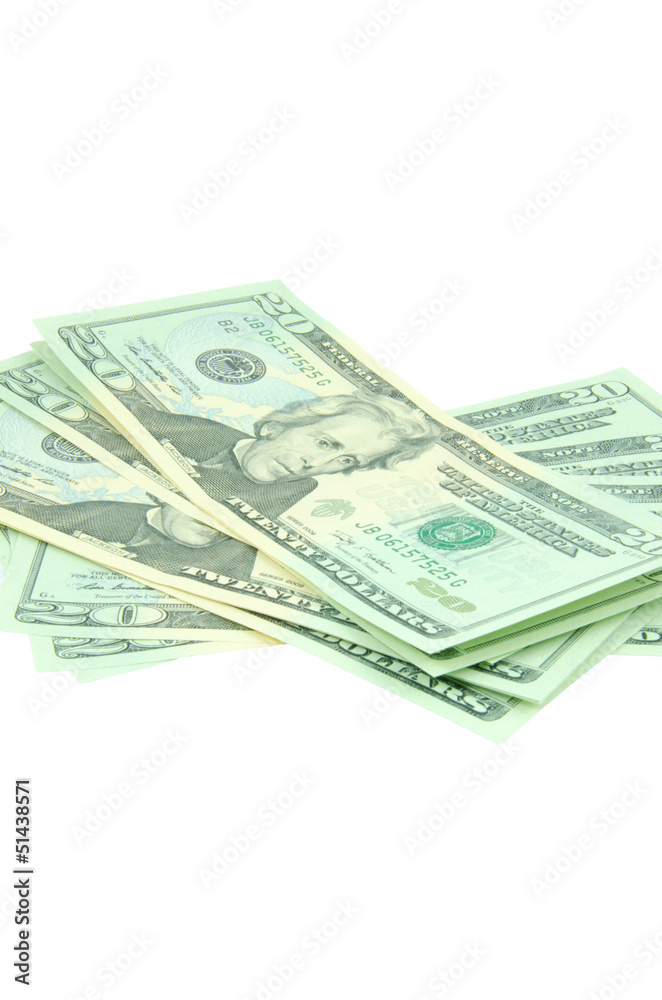 pile of american dollars on white background pile of american dollars on white background