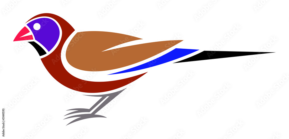 Obraz premium Stylized bird --- Violet-eared Waxbill